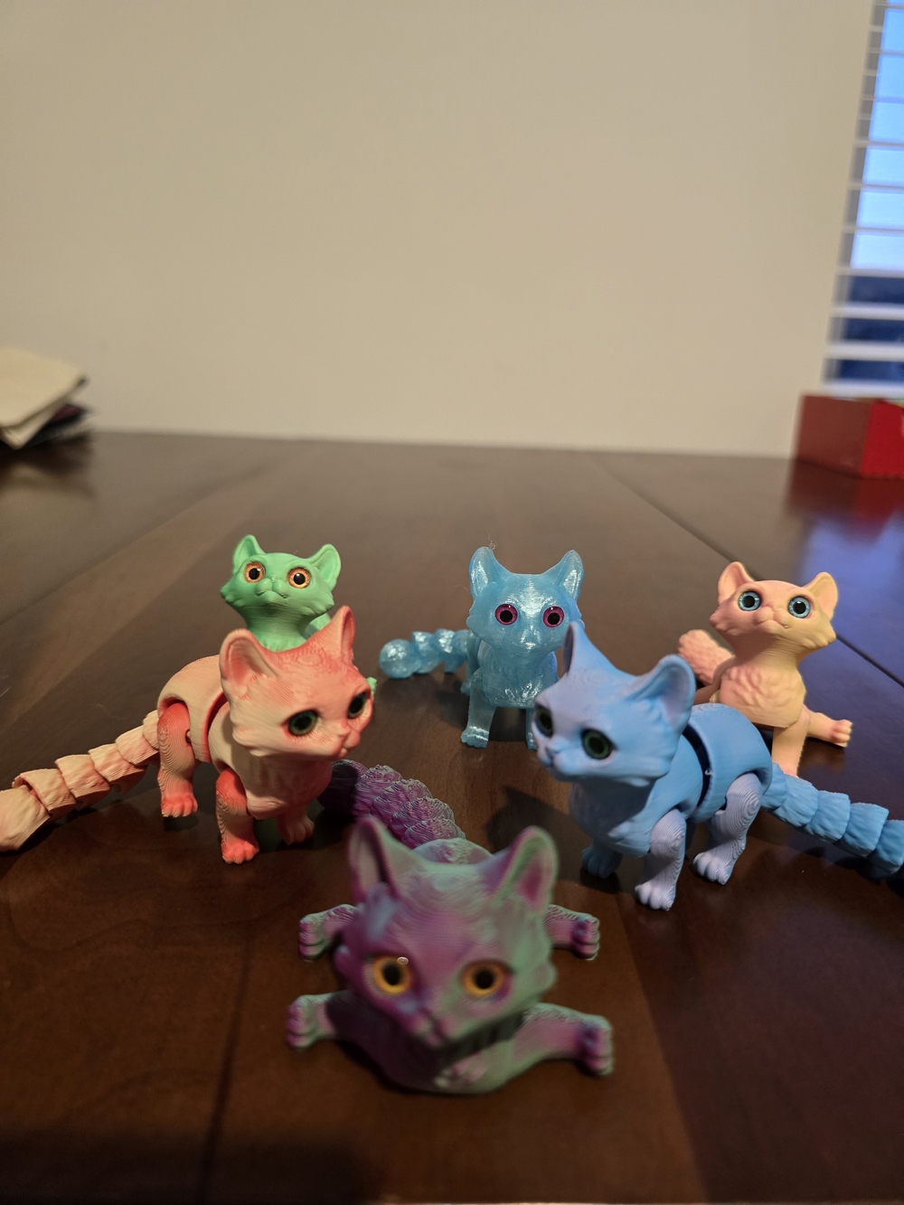 Multi-Color Articulated Cats, 3D Printed Kitty Cat Small Animal Figurines, NEW!